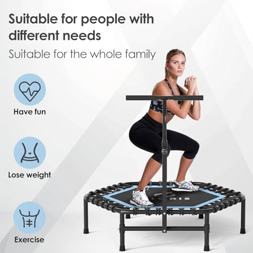 CLORIS 45in Trampoline Rebounder Max Load 450lbs Fitness Trampoline with Adjustable Foam Handle for Adult, Best Gift for Adult - Image 4