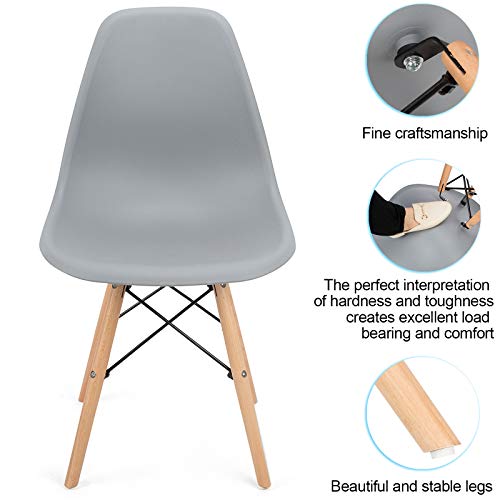 Happy Family Set Of 4 Dining Chairs Modern Mid-Century Lounge Side Chairs With Beech Wood Legs And Metal Wires Shell Chairs For Kitchen Dining Bedroom Lounge Reception Gray #TOP5