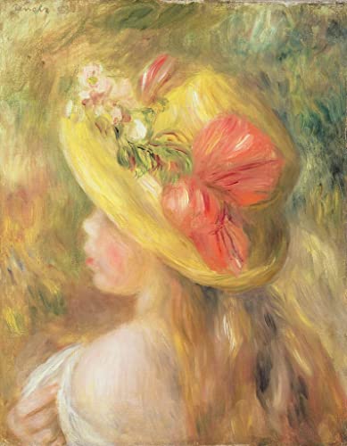 Impression sur toile Renoir Tête de jeune fille au chapeau grand format affiche murale salon