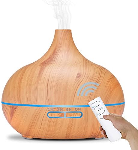Seamei Remote Control 550ML Wood Grain Essential Oil Diffuser Electric Ultrasonic Humidifier Aromatherapy Cool Mist Humidifier Home Office SPA
