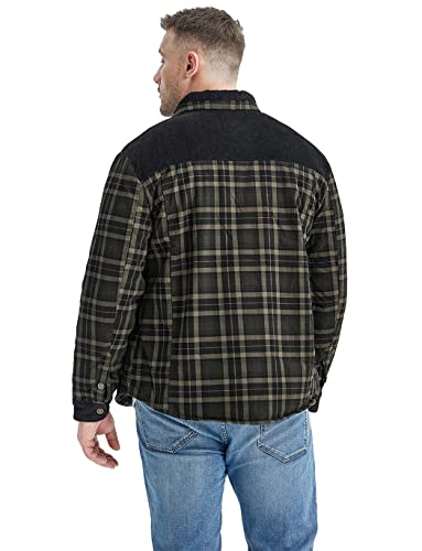 Haellun Men'S Long Sleeve Sherpa Lined Shirt Jacket Flannel Plaid Fleece Coats  thumb #3