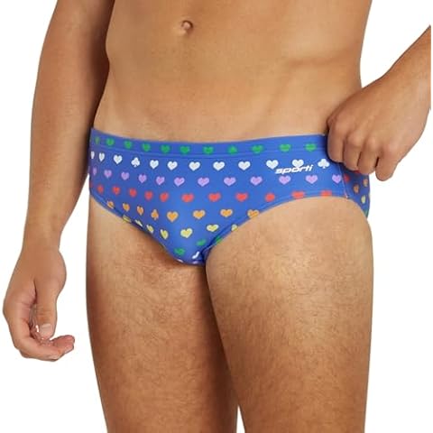 Sporti Men's Rainbow Heart Swim Briefs Cover