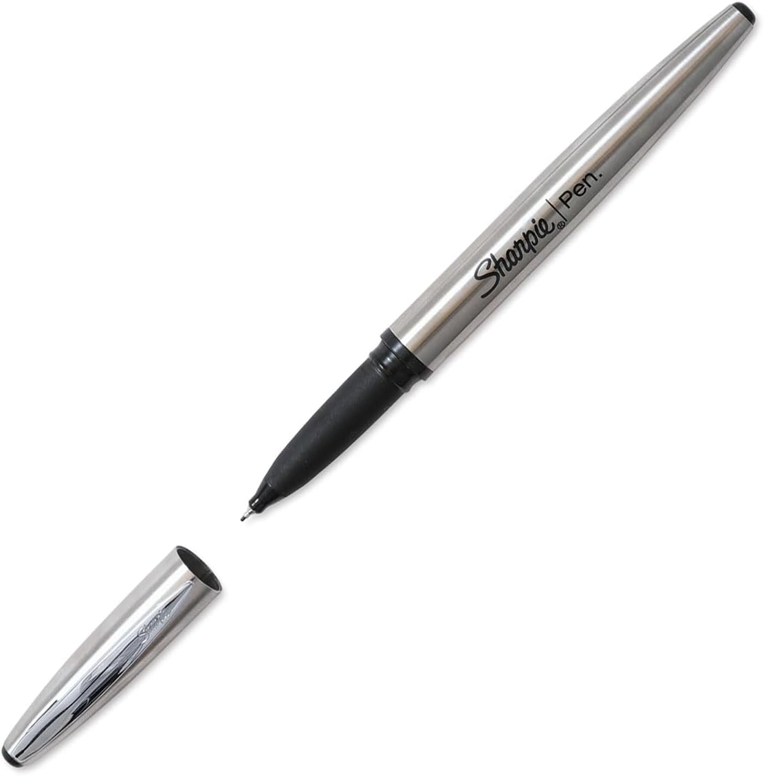 SharpieStainless Steel Grip Pen, Fine Point (0.8mm), Black Ink, Open Stock
