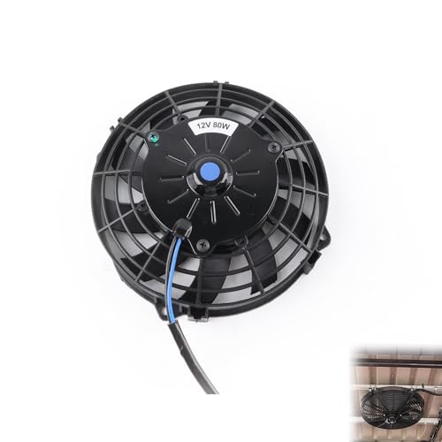 VVORHSBELL 7 Inch Radiator Fan Car Cooling Fan 80W 12V Universal Slim Fan Compatible with Car Engine & Intercooler 10 Blade Push/Pull Slim Fan