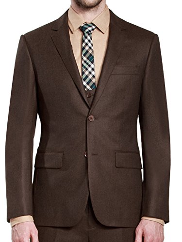 Hbdesign Men's 3 Piece 2 Button Notch Lapel Trim Fit Golf Tux Brown 56R #TOP1