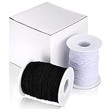Outus Elastic String for Bracelets Making,2 Rolls 0.8 mm Bracelet String Elastic Total 109 Yards,Sturdy Stretchy Cord for Jewelry Making,Necklaces(Black and White)