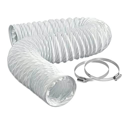 LOOTICH Flexrohr Ø 204mm Länge 2,5m Weiß PVC Abluftschlauch Flexibel Luftleitungen Rohr Flexschlauch für Klimaanlagen Wäschetrockner Abzugshaube...