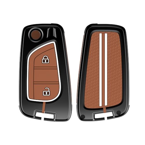 Image of Car Key Cover Compatible for Toyota Innova Crysta, Corolla Altis Stylish Full Protection 2-Button Flip Key | Glow-in-The-Dark Car Key Protector