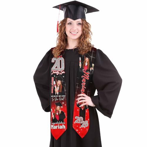 MyPupSocks Custom Graduation Stoles Class of 2026, Customized Graduation Sash for College Personalized Graduation Gifts Him Her High School Graduate