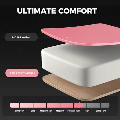 GTPLAYER Gaming Chair, Computer Chair with Footrest and Lumbar Support, Height Adjustable Game Chair with 360°-Swivel Seat and Headrest and for Office or Gaming (Faux Leather, Pink)