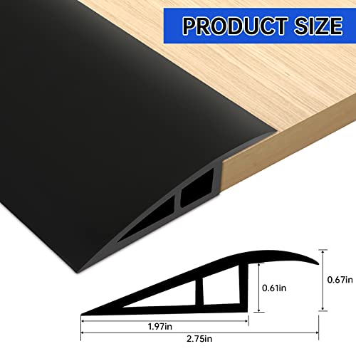 Floor Transition Strip Vinyl Door Threshold Flooring Transition Strip Self Adhesive Carpet Edging Strip For Laminate Doorway Edge Threshold From 2/5" To 3/5" (Black, 3.3 Ft) #TOP5
