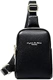 AomiduoLeather Sling Backpack, Multipurpose Crossbody Shoulder Bag Travel Hiking Daypack for Women Girl, Black