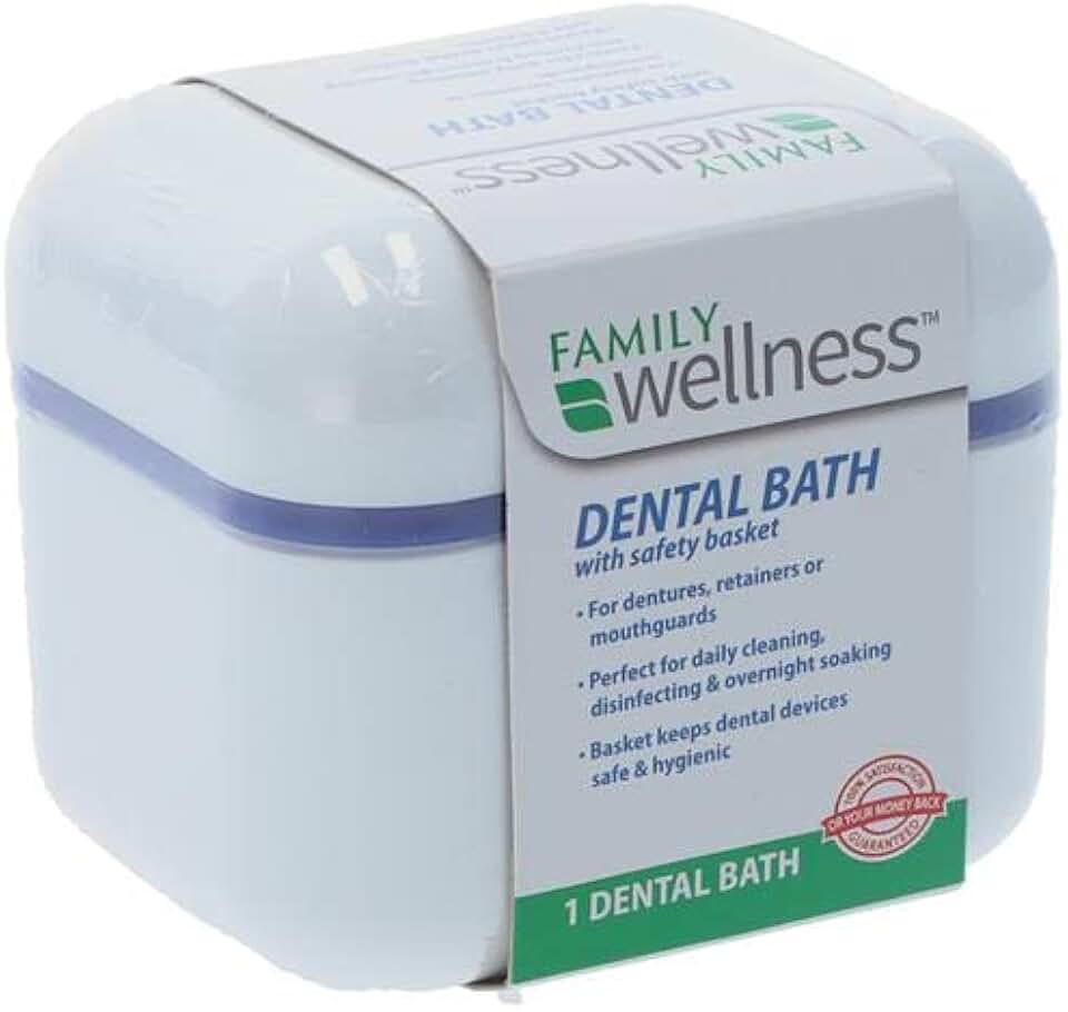 Denture Cup, DENTAL BATH with Strainer Basket, For Dentures, Retainers, Mouthguards, 1 Count