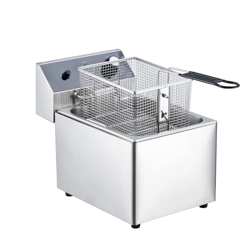 Electric Deep Fryer, 12L Stainless Steel Commercial Fryer with Basket & Lid, Countertop Deep Fryers for Home Kitchen and Restaurant, 1800W 110V
