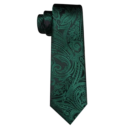 Image of Barry.Wang Men Tie Set Paisley Silk Necktie Pocket Square Cufflinks Formal Wedding Business Party