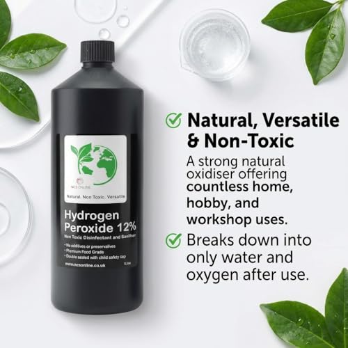 Hydrogen Peroxide 11.99% (12%) 1 Litre Food Grade, Pure And Unstabilised, Multi Purpose Cleaner And Disinfectant - 3