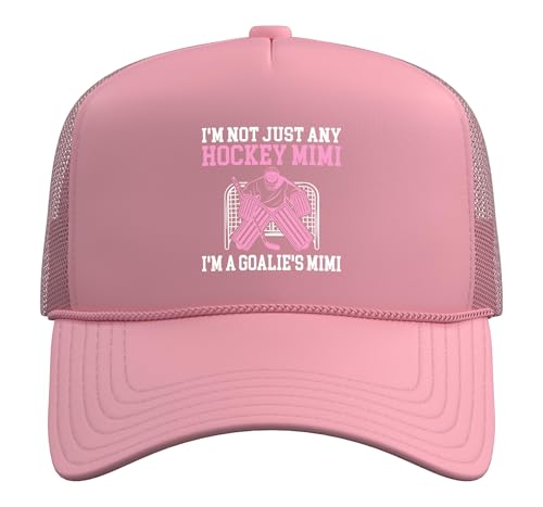 I'm A Hockey Goalie Mimi of A Hockey Keeper Mimi Grandma Trucker Hat with Adjustable Mesh Back, Pink