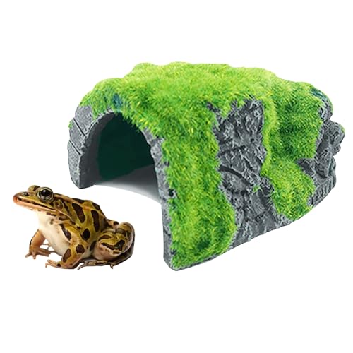 Toad House for Outside Garden Toad Abode Turtles Lizards Snakes Frogs and Other Reptile Hide Resin Material Surface Flocking The Effect is Very Realistic. (C)