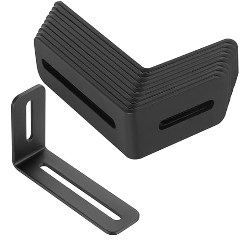 10 Pcs L Brackets for Wood, Corner Brackets for Wood, Heavy Duty Angle Bracketss, Black Adjustable L Shaped 90 Degree Right Angle Bracket for Furniture Table Shelf Corner Braces(100x60x30mm)
