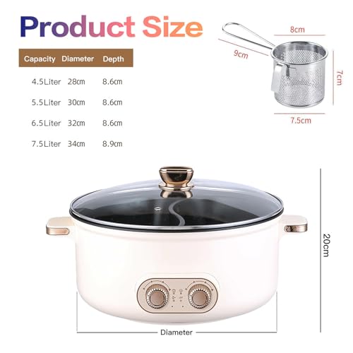HJXBD888 Self Heating Hot Pot, Double control switch, Automatic Power Cut-Off Hot Pot Electric Big Hot Pot Cooker Electric, Suitable for Small Parties (with 2 Leaky Nets),5.5L - Image 2