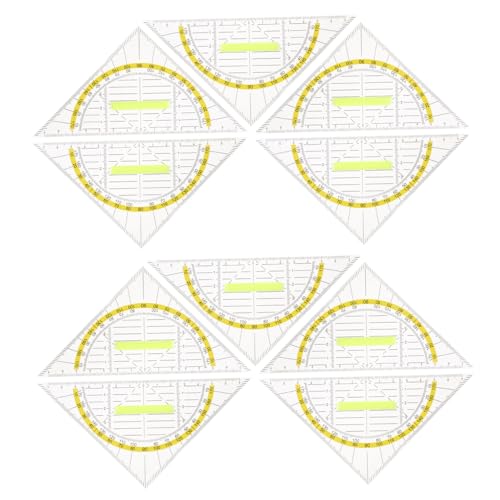 Lurrose 10 St Transparent Triangel Linjal med Handtag Multifunktionell Geometrisk Ritningsuppsättning med Vinkelmätare för Skola Pojke Flicka Ingenjörer och Klassrum Exakt och