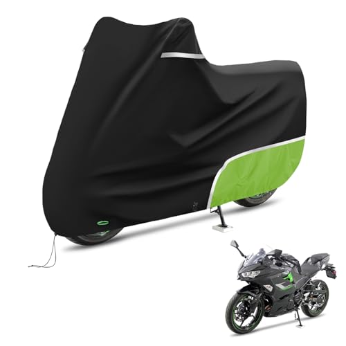 Telo Copri Moto adatto per Kawasaki Ninja 500 (senza bagagliaio), 420D Tessuto Oxford Telo Coprimoto Impermeabile per Esterno, Copertura Moto Copri Ninja 500