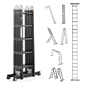 VEVOR Multi-Purpose Folding Ladder, 7-in-1 Tall Extension Step Ladder, A Frame 5 Step Telescoping Ladder, 19ft Reach Height Heavy Duty Adjustable Ladder, 330 lbs Capacity for Home Outdoor