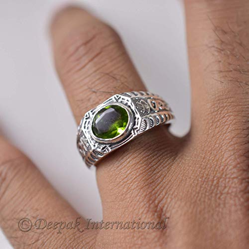 Peridot Gemstone Ring, 925 Sterling Silver, Oxidized, Unique Ring, Men's Heavy Ring, Anniversary Gift For Husband, Antique Ring For Him, Elegant Ring, New Year Gift, Fancy Ring #TOP4