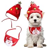 shallyong 2 Pieza Set de Disfraz Navidad para Perros y Gatos, Traje de Reno Blanco, Regalo Navideña Perro, Ropa Navideña para Mascotas Pequeñas, Accesorios Ropa Navideño de Mascota (Rojo)
