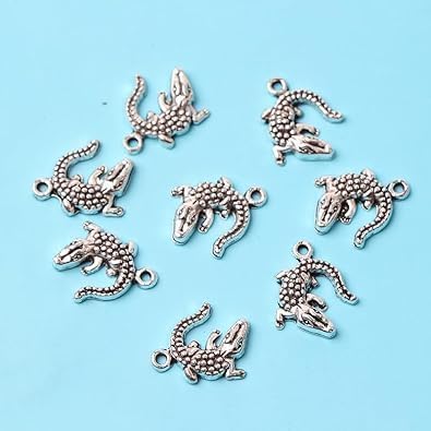20Pcs Silver Crocodile Charms Pendants for DIY Jewelry Making, Bracelet Accessories, Crafts - Image 5