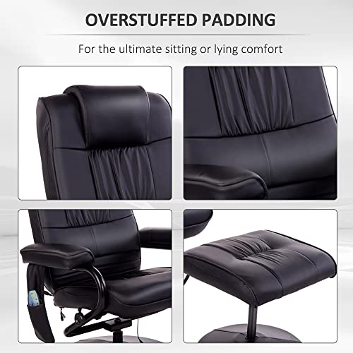 Homcom Massaging Faux Leather Recliner Chair And Ottoman Set, Swivel Vibration Massage Lounge Chair With Remote Control For Living Room, Bedroom, Or Office, Black #TOP4