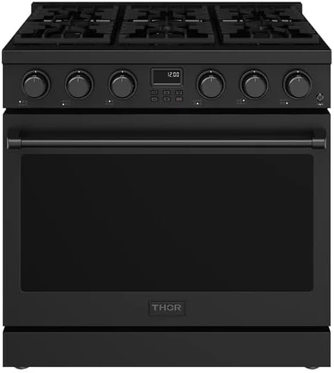 36 Inch Liquid Propane Range in Matte Black - Contemporary Professional