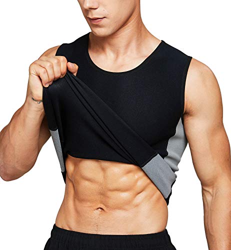 Waist Trainer Hot Sweat Vest for Men Body Shaper Tank Top Neoprene Sauna Vest Slimming Shapewear Compression Vest(Medium) Black
