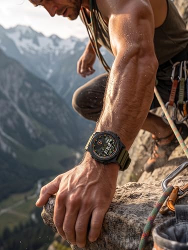 Image of V2A Stryke TERRAX 2855 Analog-Digital Watch for Men | Tactical Black Performance Dial with Digital Display | Rugged Everyday Sports & Outdoor Style Watch | 50M Waterproof