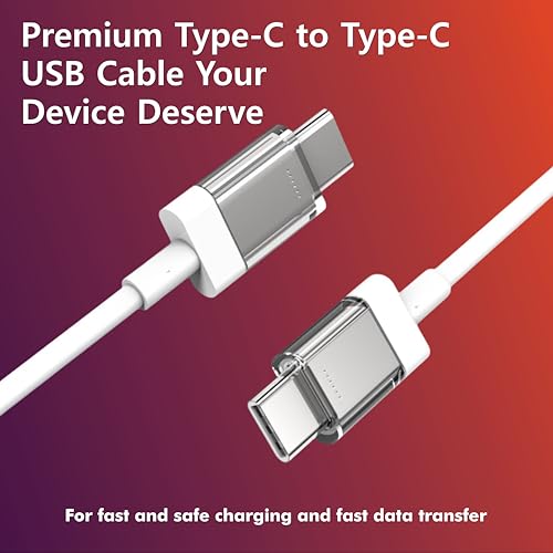 Image of AINE 45W USB-C to C Fast Charging Cable compatible with Nothing Phone 3A 3A Pro 2A Plus 2A CMF Phone 2 Pro CMF Bud Laptops & More |White | Original Charging Speed