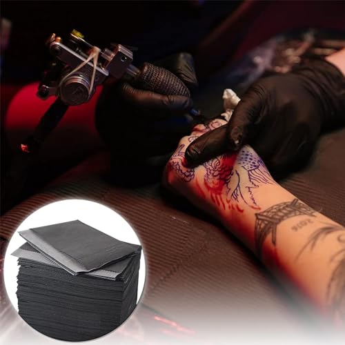 Dental Lätzchen - PEPAX 35 Stück Tattoo Dental Lätzchen 45.5x33cm 3-lagige wasserdichte Tattoo-Tischabdeckungen Tablett sauberes Pad Mehrzweck schwarz Tattoo-Lätzchen