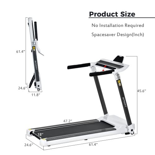 Image of Treadmill Walking Pad Foldable Portable | 3.5HP 330lbs Capacity 14KM /H Speed | Bluetooth APP Control Large Running Surface | Quiet Compact Home Gym Office