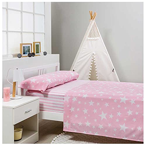 Cotton Artean Juego De Sabanas Infantil Juvenil Givette Pink Cama De 90 X 190 200. 50 Algodón 50 Poliester. Color Rosa