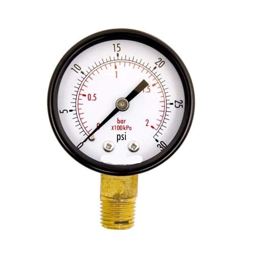 Manomètre utilitaire 0-30 PSI boîtier acier noir filetage 1/4 NPT