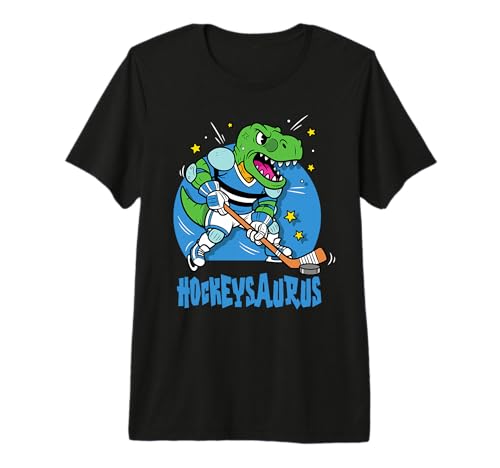Dinosaur Playing Ice Hockey Player Hockeysaurus Trex Kids Premium T-Shirt