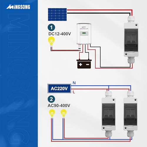 MINGSONG Solar Panels Disconnect Switch 63Amp DC Solar Shut Off Switch 400V 2 Poles Outdoor AC Small Miniature Circuit Breaker Box, IP65 Waterproof UV-Proof for PV Homes by MINGSONG - Image 5