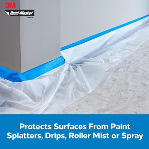 Image of 3M Hand-Masker Painter's Plastic Plus, 9 x 400-Feet, MFB-9 | Masking Film, Protects Surface From Paint Splatters, Drips, Roller Mist or Spray, Lacquer and Solvent Resistant