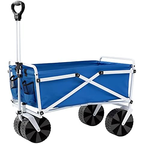MACSPORTS Lightweight Collapsible Folding Outdoor All Terrain Beach Wagon - Blue Cover