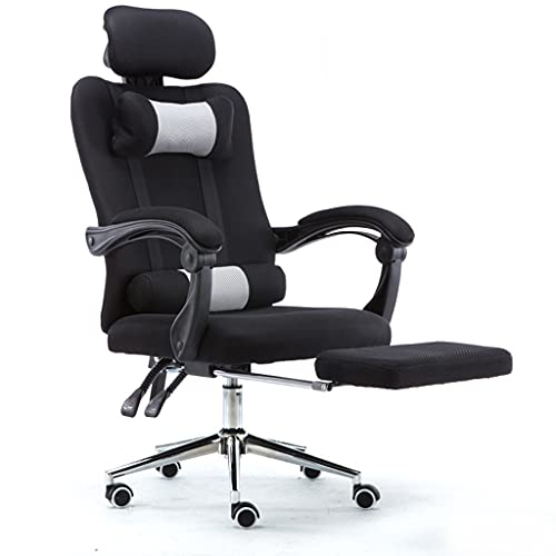 Chaise de bureau ergonomique fauteuil de jeu inclinable en tissu bleu salon