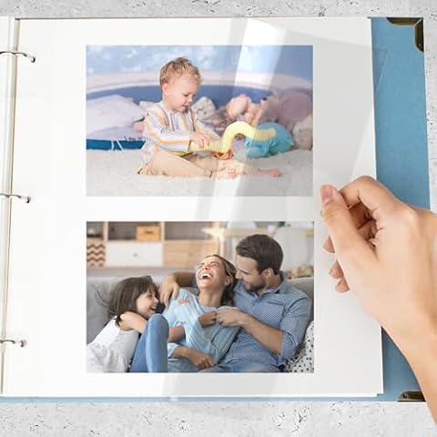 Vienrose Photo Album Page Refill for 3 Ring Binder, Photo Album Self Adhesive Pages, Photo Albums Pages Fit 2x3 4x6 5x7 8x10 Photo or Recipe Cards Cover