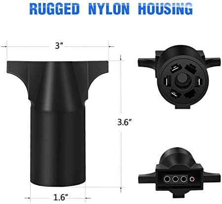 Nilight 7-Way to 4-Way Flat Blade Trailer Adapter Waterproof Rugged Nylon Housing 7-pin to 4-pin Trailer Wiring Adapter - 1