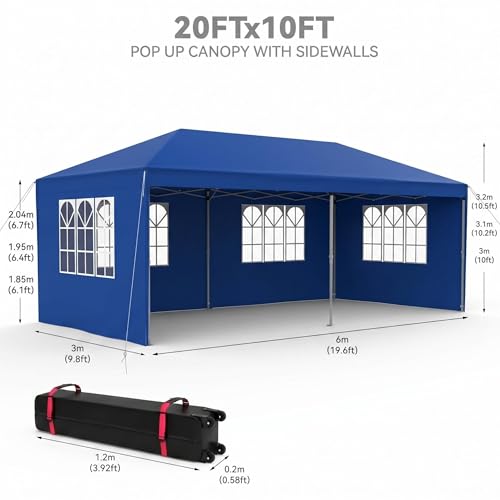 Pop Up Canopy, 10 x 20 ft Instant Canopy Portable Gazebo with Portable Bag by GarveeLife - Image 7