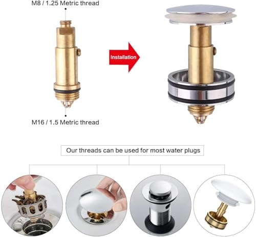 3 Stück Popup Ablaufventil Waschbecken Stecker Bad Clack Clicker Federstopfen Messing Material für Bad und Küche Abflussstopfen