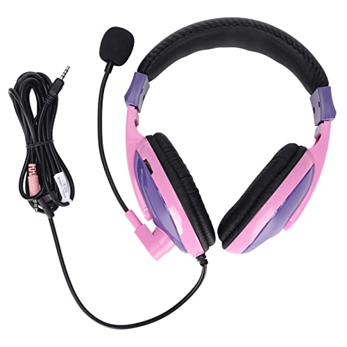 Auriculares para Juegos con Cable, Auriculares Estéreo con Micrófono Omnidireccional, Plug and Play, Compatible para PS5, para PS4, para Switch, para PC, para Teléfonos Móviles (Rosado Morado)