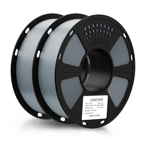 GIANTARM PLA Filament 1.75 mm, PLA Filament for 3D Printing 1 kg 1 Spool, PLA 2 Pieces, Grey